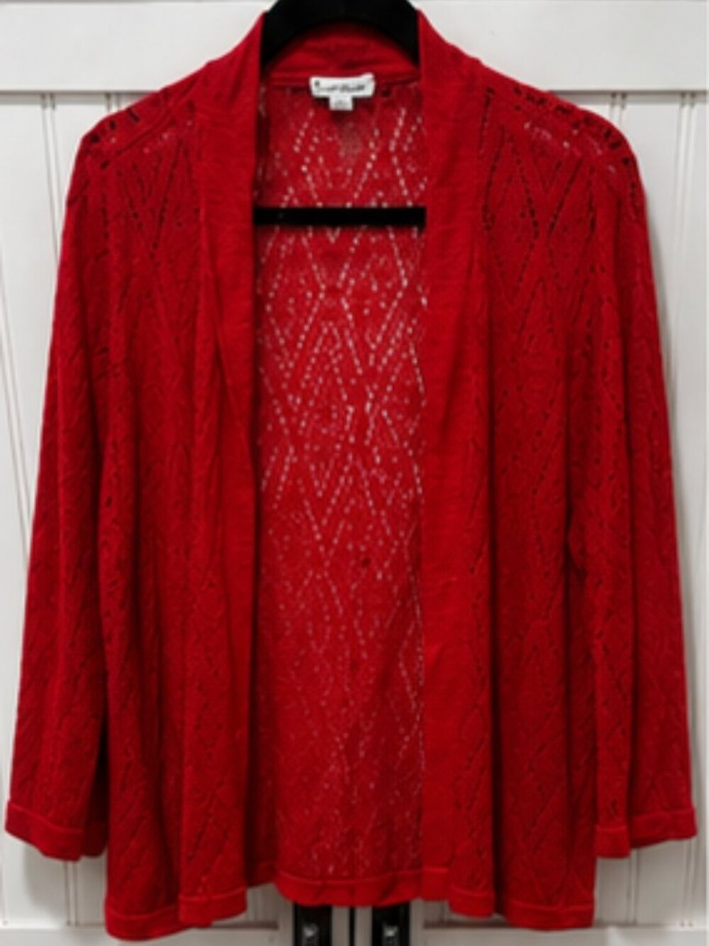 Croft & Barrow Red Open Knit Cardigan Sweater Women’s 1X Plus Size
